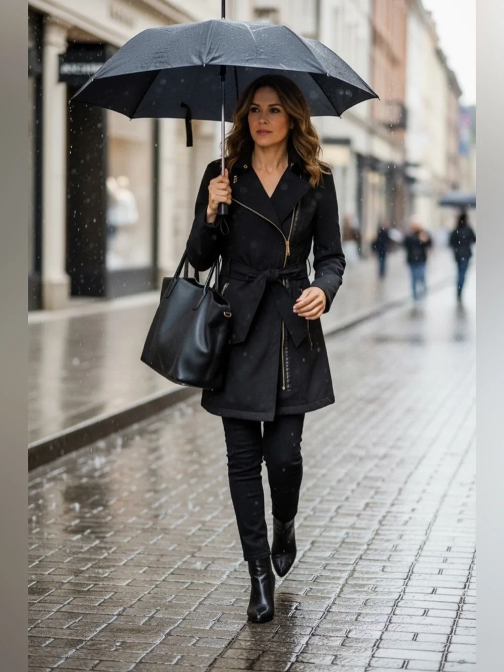 Michael Kors Belted Softshell Moto Coat Black XS Hidden Hood
